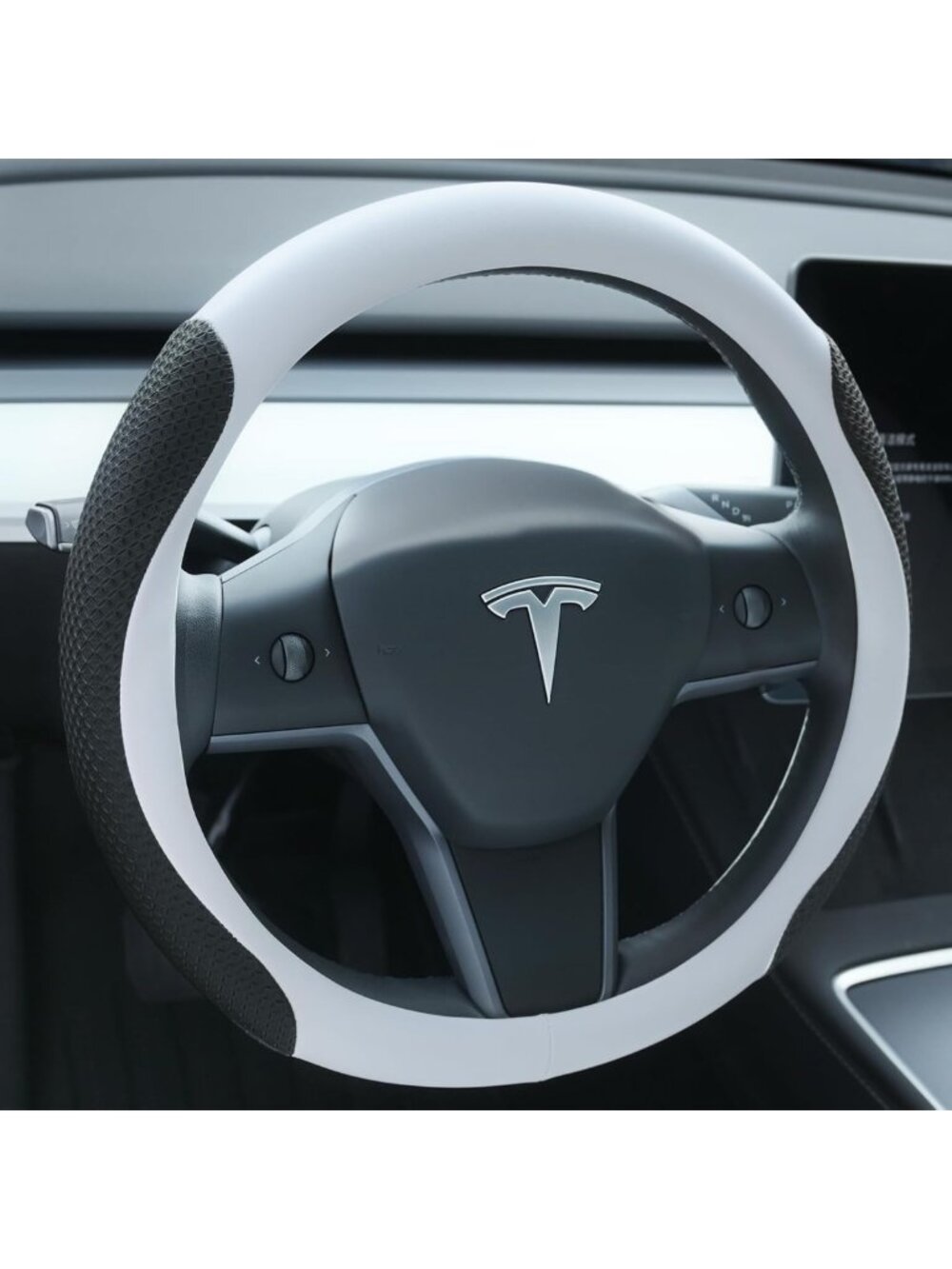 Non-Slip Nappa Leather Steering Wheel Cover for Tesla Model 3/Y 2016-2026